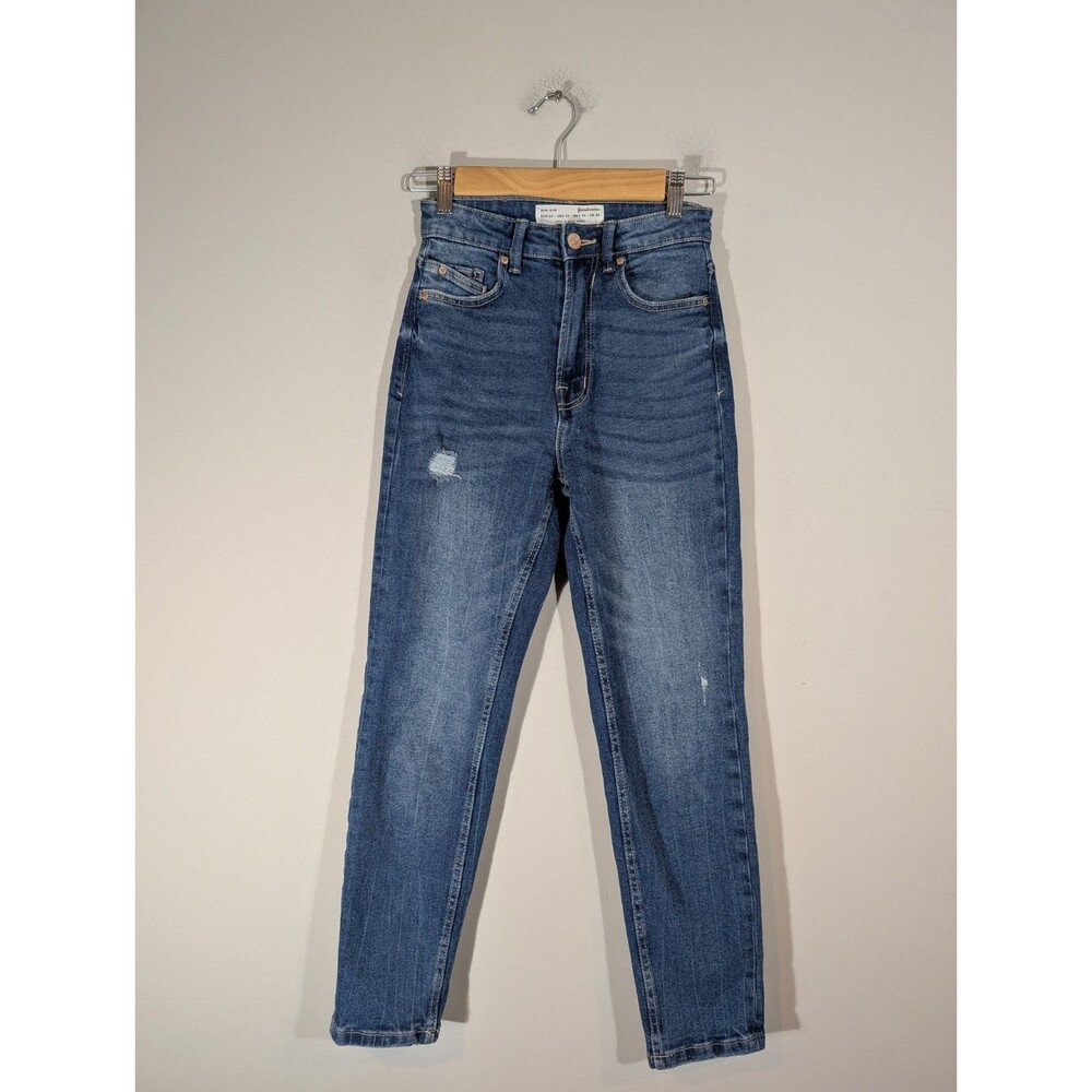 Stradivarius Women The Original Mom Slim High‎ Rise Jeans Sz 2 Streetwear Grunge